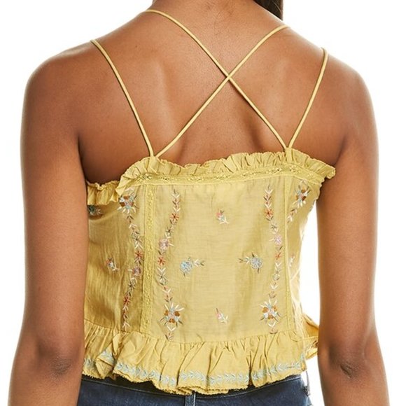 NEW Anthropologie Let Me Be Women Camilla Silk Blend Floral Embroidered Ruffled - Picture 2 of 6